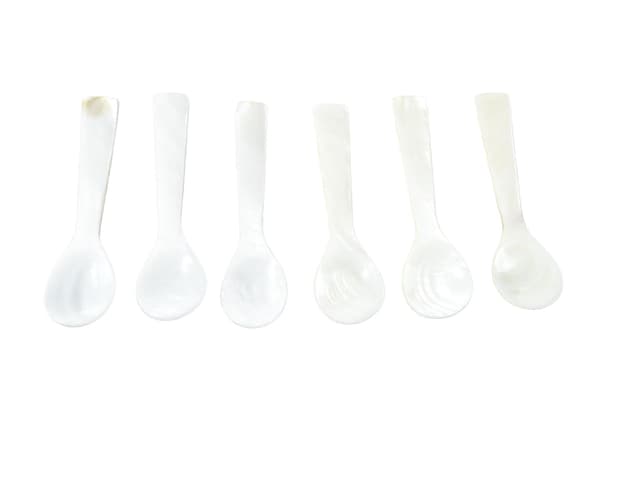 Set of caviar spoons, white, mother-of-pearl, Southeast Asia, 19th century - DIMENSION