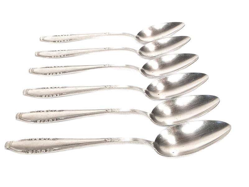 Set of soup spoons Art Deco, silver, white metal, Bracia Henneberg, Poland, 1930s - 361881