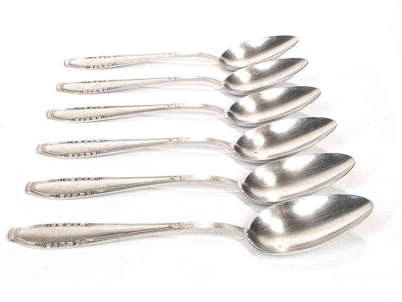 Set of soup spoons Art Deco, silver, white metal, Bracia Henneberg, Poland, 1930s - 361082