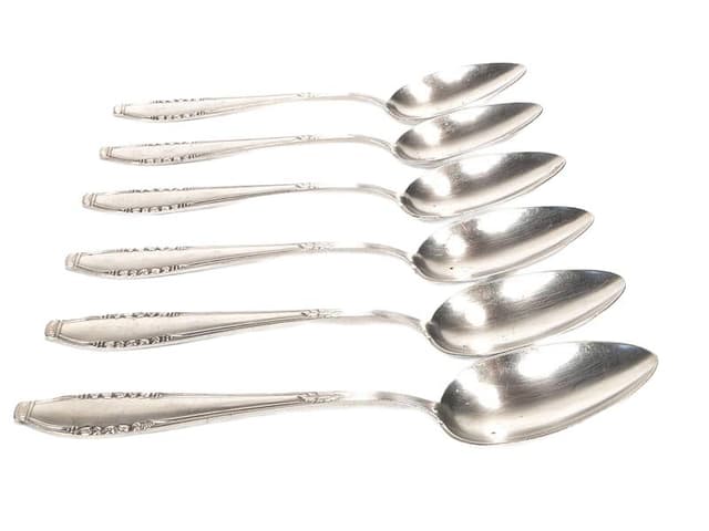 Set of soup spoons Art Deco, silver, white metal, Bracia Henneberg, Poland, 1930s - DIMENSION