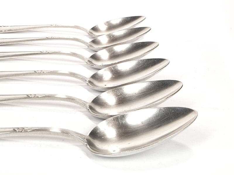 Set of soup spoons Art Deco, silver, white metal, Bracia Henneberg, Poland, 1930s - 361081