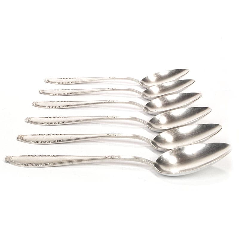 Set of soup spoons Art Deco, silver, white metal, Bracia Henneberg, Poland, 1930s - 361086