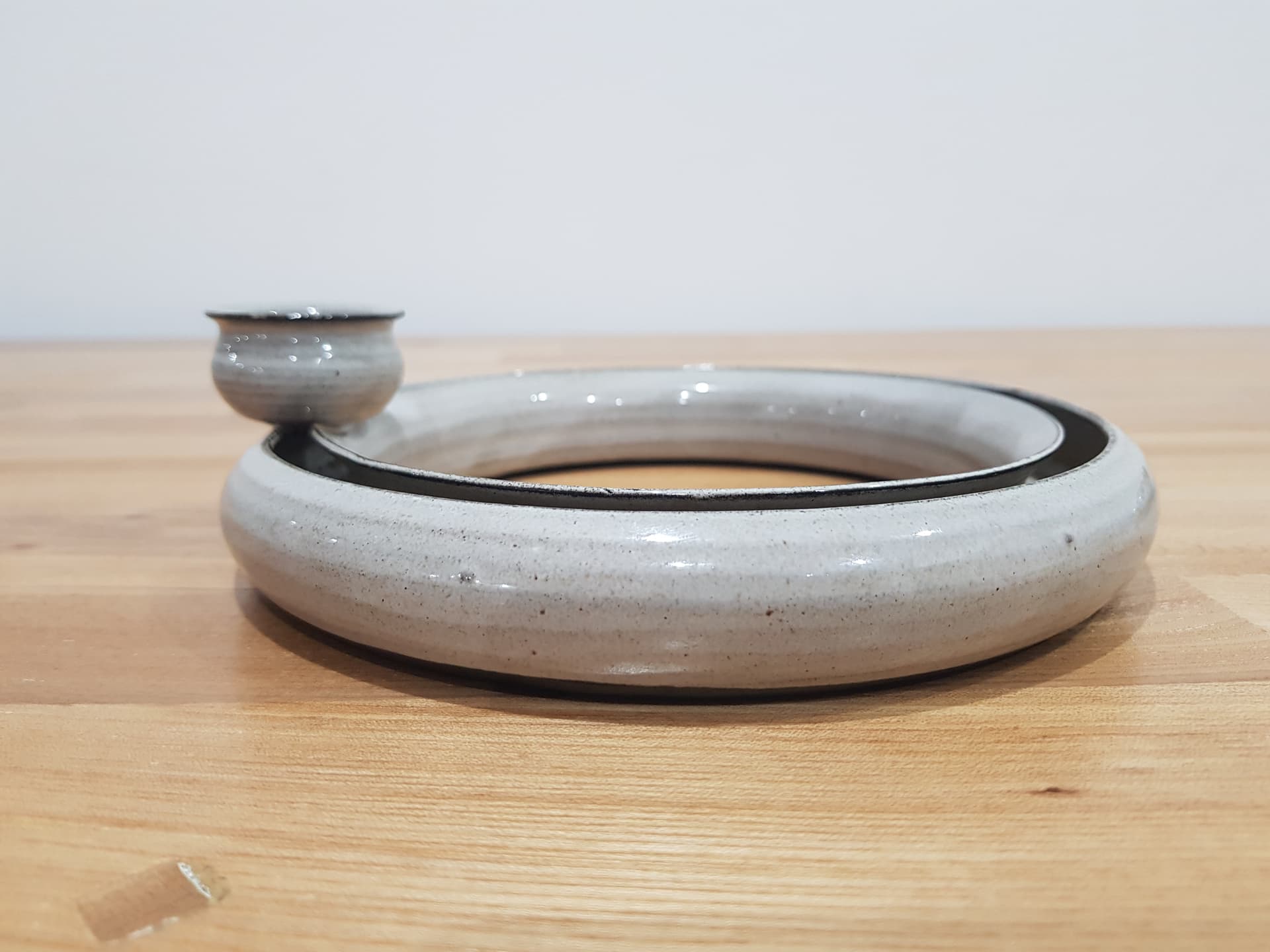 Ring candlestick, grey black, ceramic, Italy, 1980s. - 361135