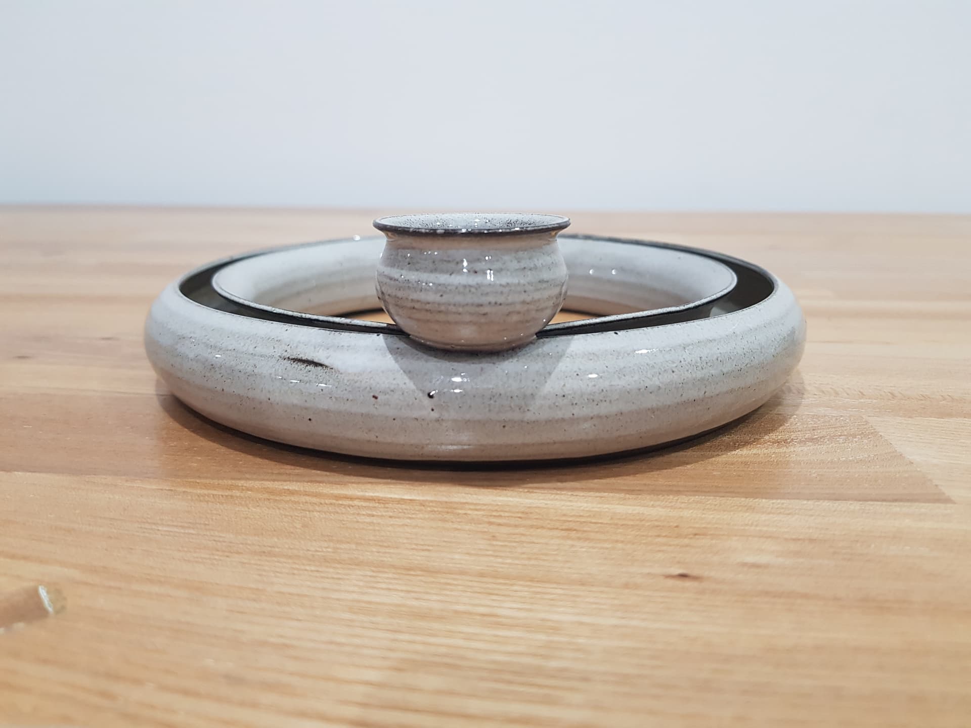 Ring candlestick, grey black, ceramic, Italy, 1980s. - 361138