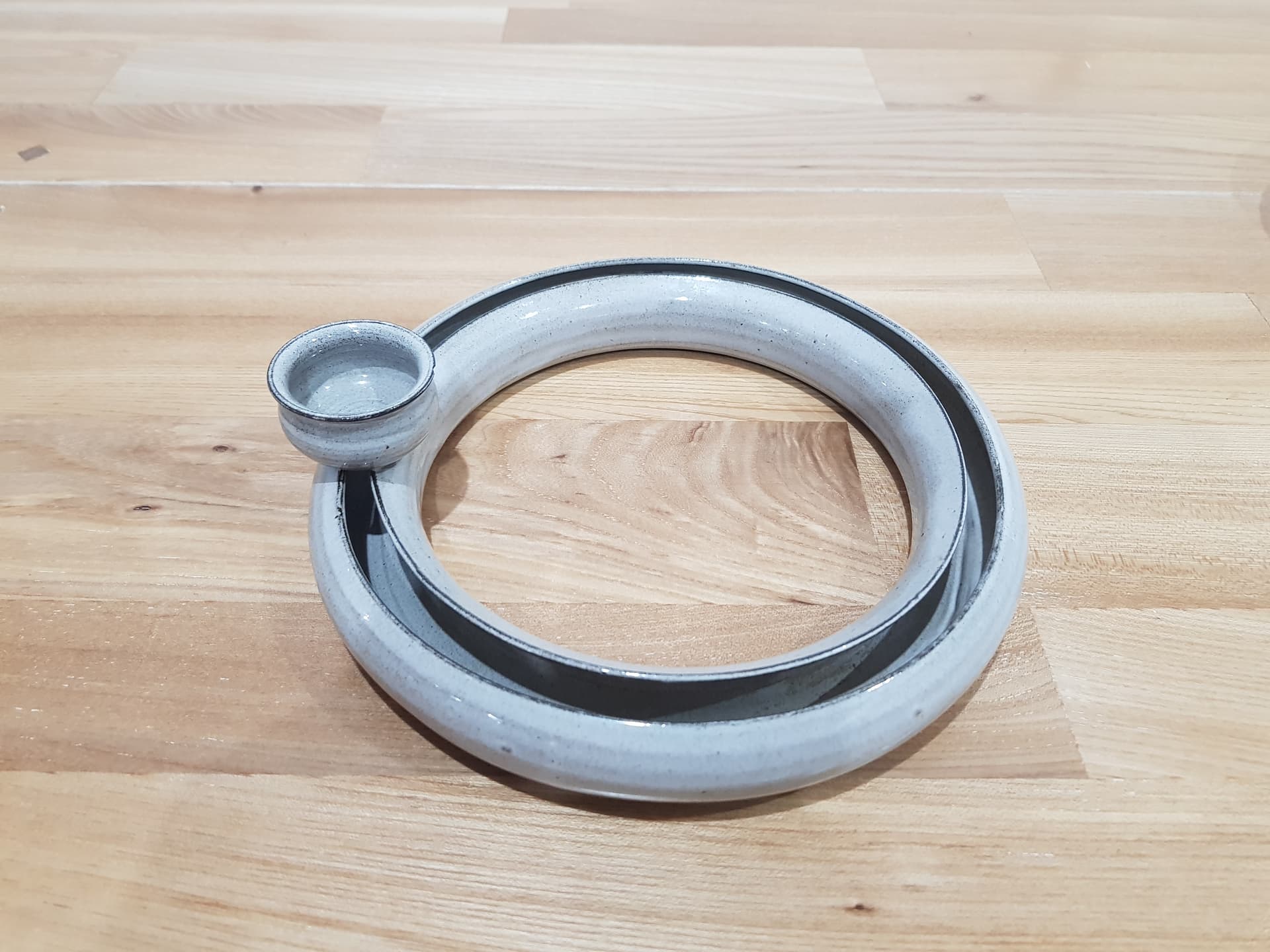 Ring candlestick, grey black, ceramic, Italy, 1980s. - 361139