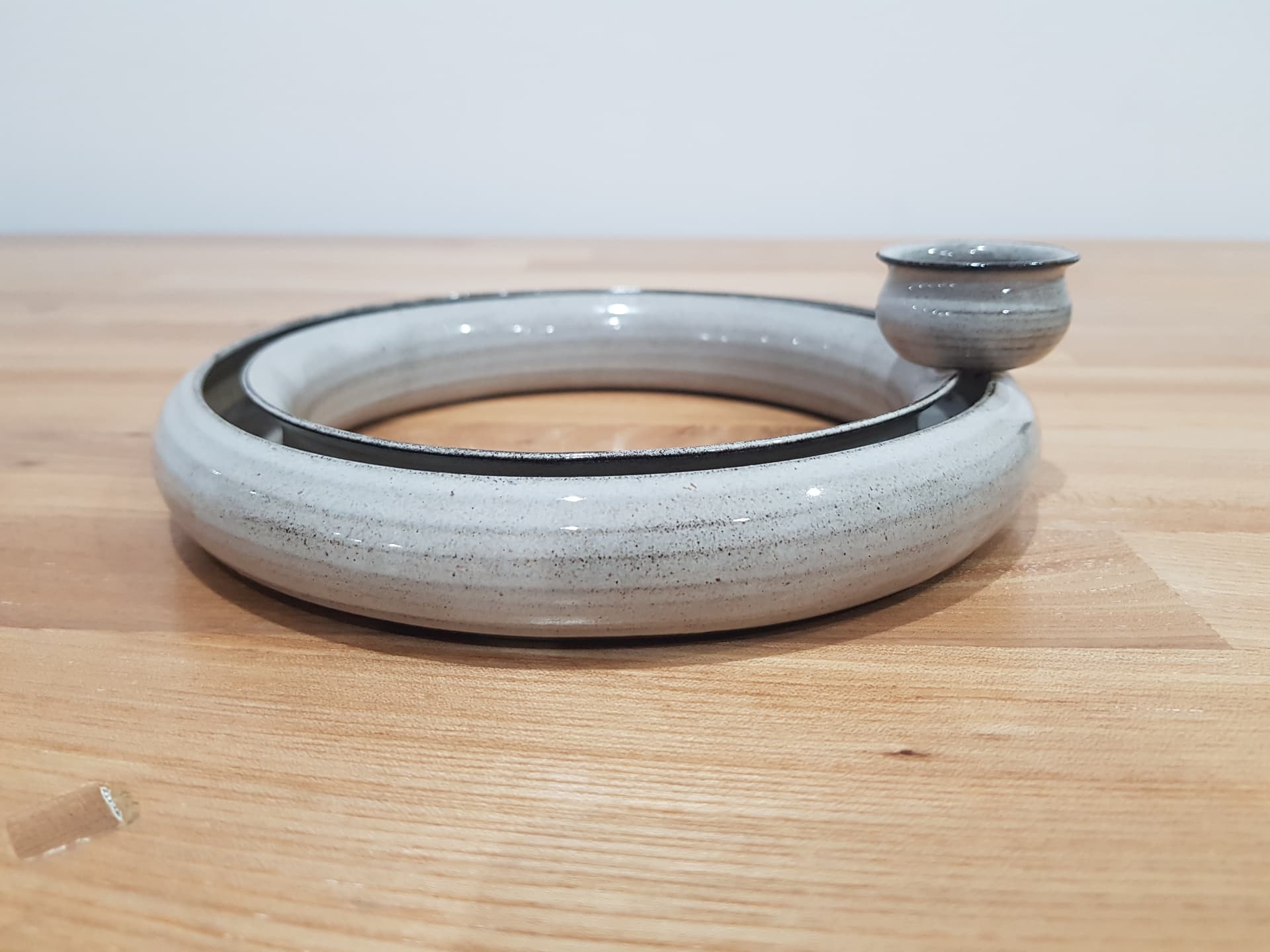 Ring candlestick, grey black, ceramic, Italy, 1980s. - 361134