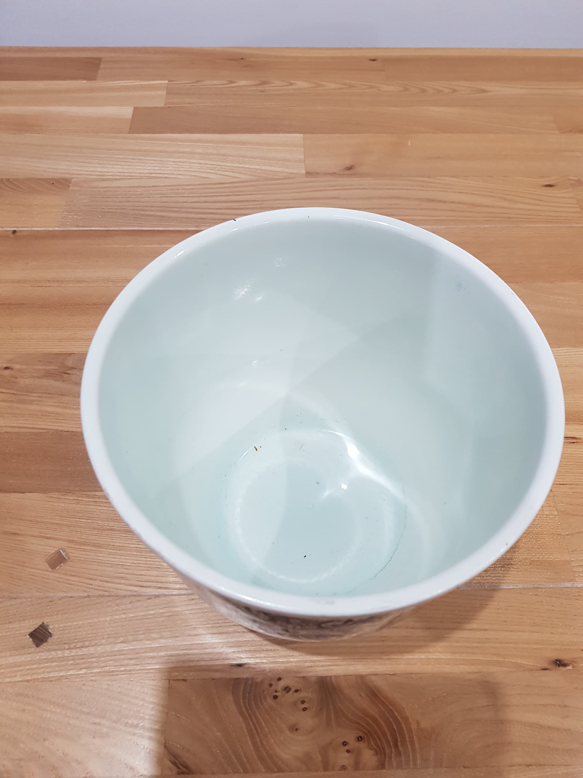 Osłonka Delfts, biały niebieski, ceramika, Royal Sphinx Maastricht, Holandia, lata 60. - 361146