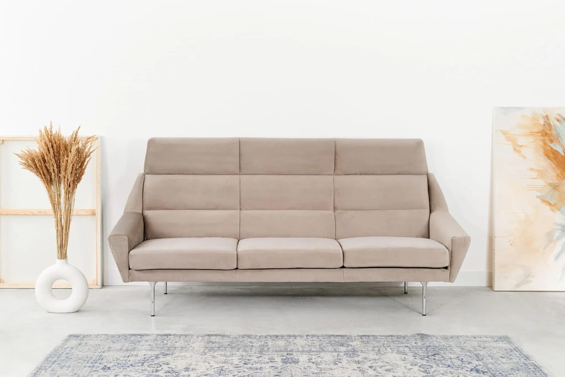 Sofa Mandal, beżowy velvet, Polska, lata 90. - 26547