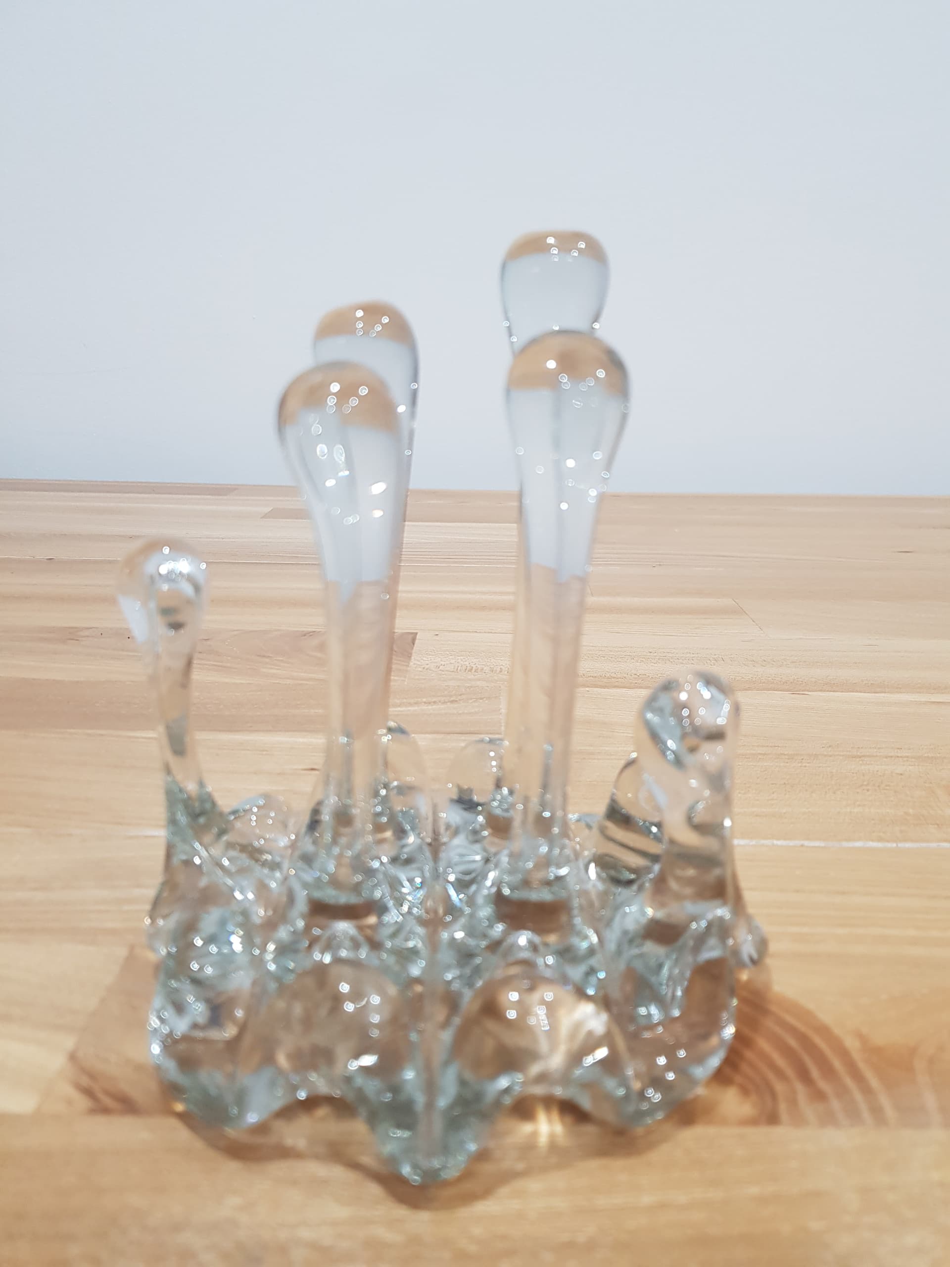 Napkin Holder, Icicle motif, clear blue, crystal, Austria, 1960s - 361172