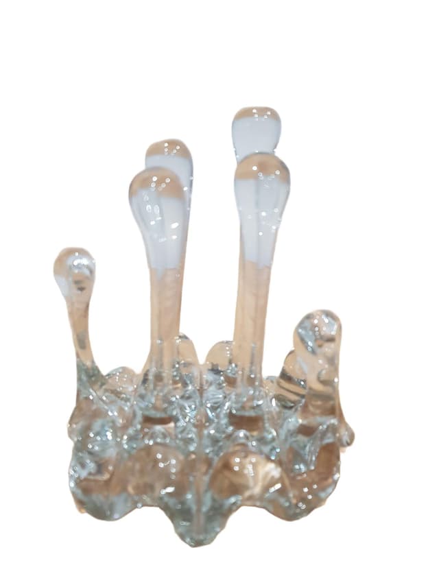 Napkin Holder, Icicle motif, clear blue, crystal, Austria, 1960s - DIMENSION