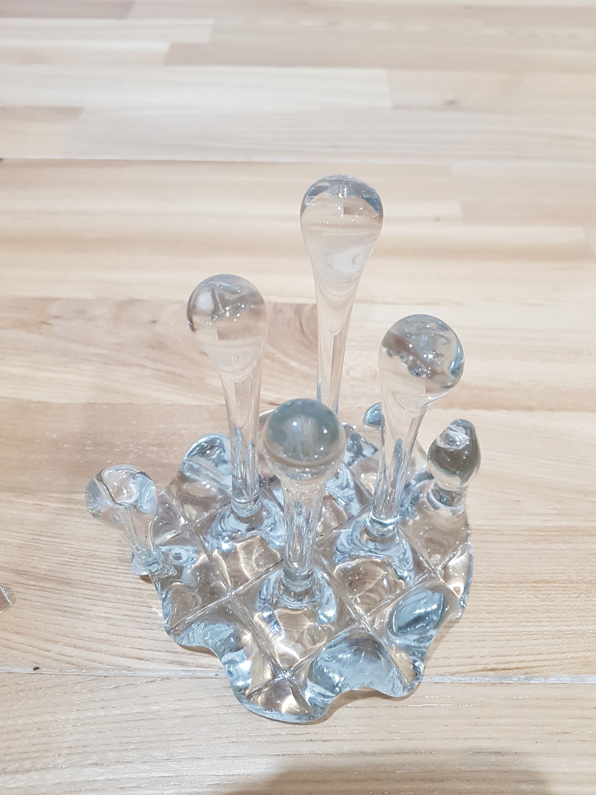 Napkin Holder, Icicle motif, clear blue, crystal, Austria, 1960s - 361180