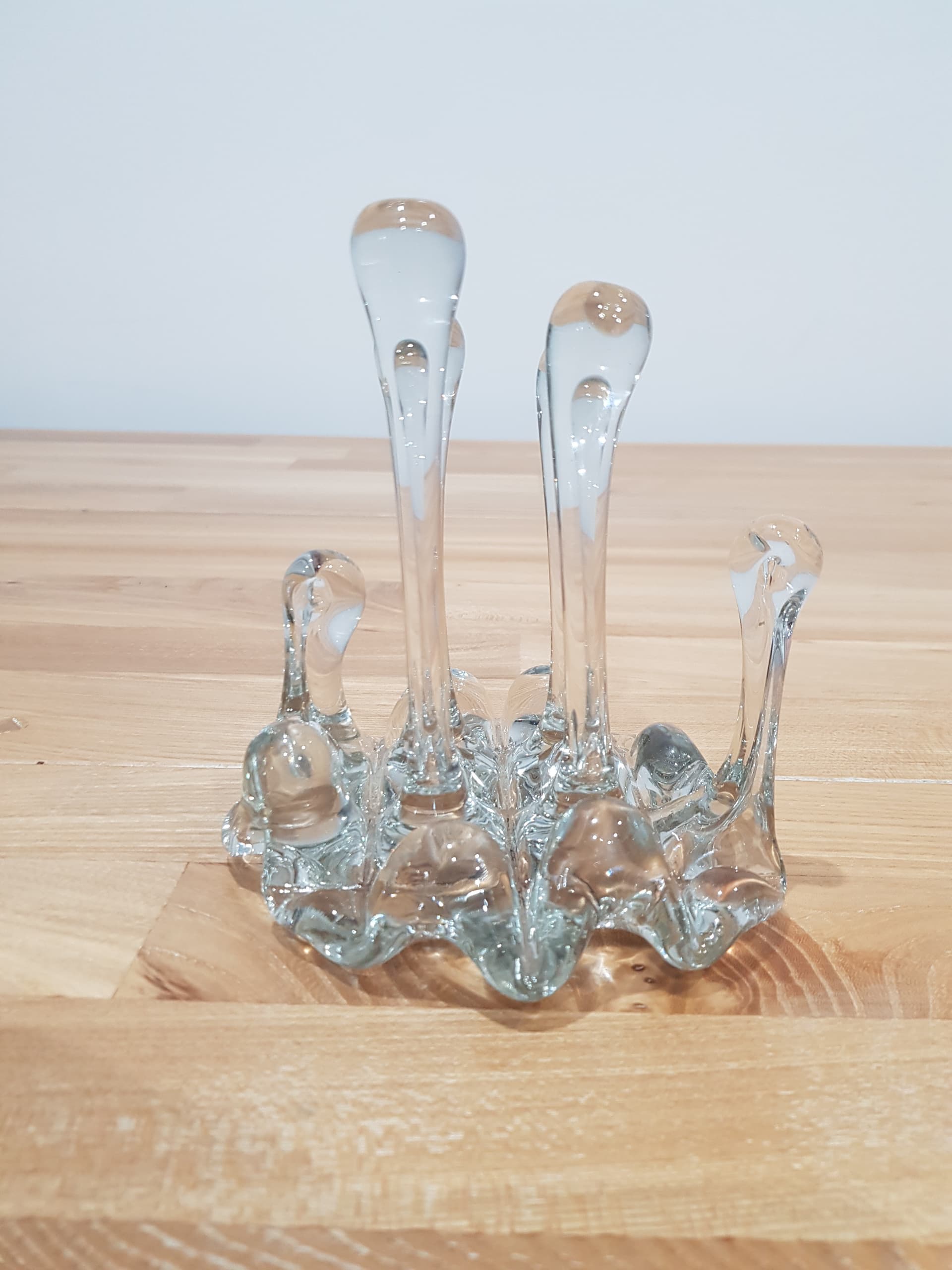 Napkin Holder, Icicle motif, clear blue, crystal, Austria, 1960s - 361178
