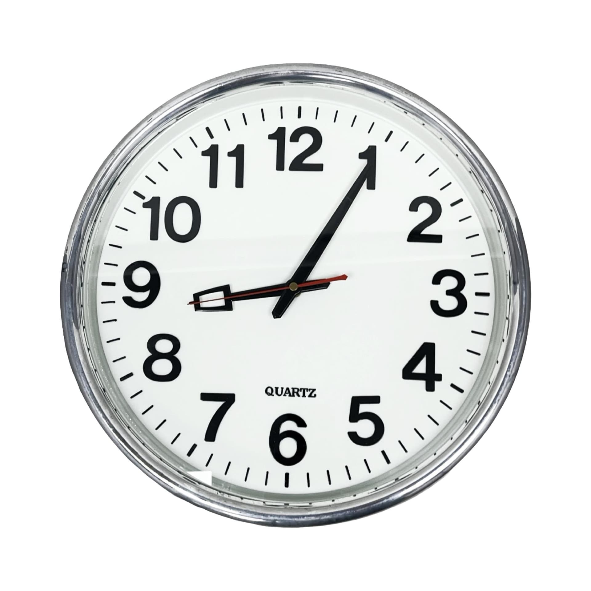 Zegar ścienny okrągły, biały, metal chromowany, Niemcy, lata 90. - 361811