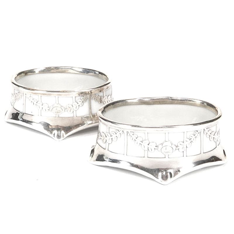 Pair of salt cellars Art Nouveau, white, porcelain silver, France, early 20th century - 361215