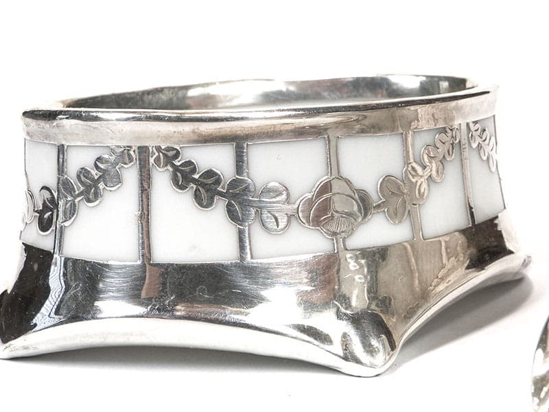 Pair of salt cellars Art Nouveau, white, porcelain silver, France, early 20th century - 361218