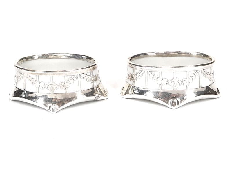 Pair of salt cellars Art Nouveau, white, porcelain silver, France, early 20th century - 361216