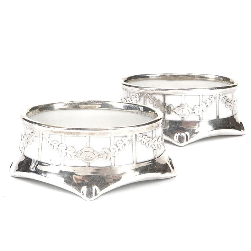 Pair of salt cellars Art Nouveau, white, porcelain silver, France, early 20th century - 361219