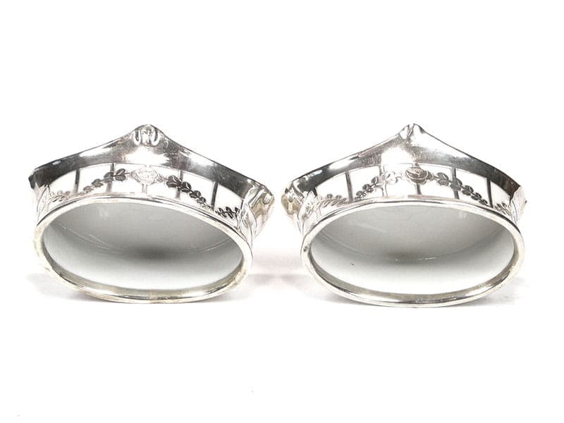 Pair of salt cellars Art Nouveau, white, porcelain silver, France, early 20th century - 361220