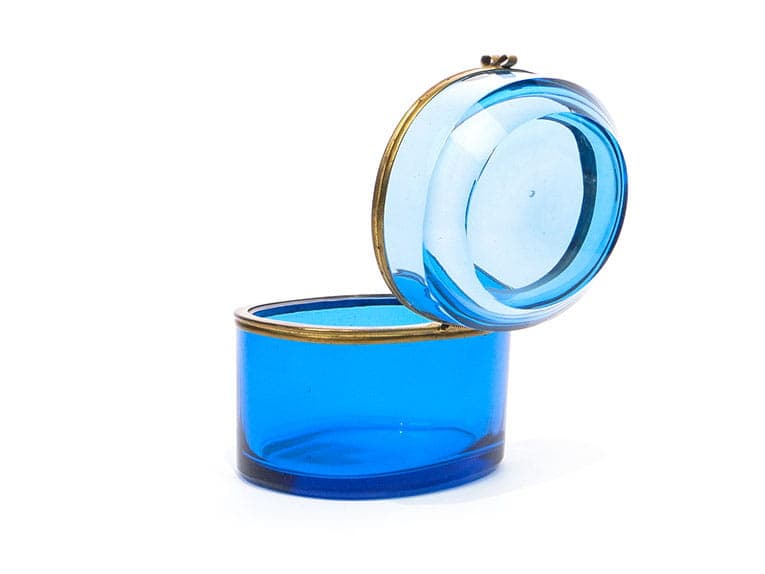 Sugar Bowl Biedermeier, blue crystal, gilded brass, Czechia, 19th century - 361241