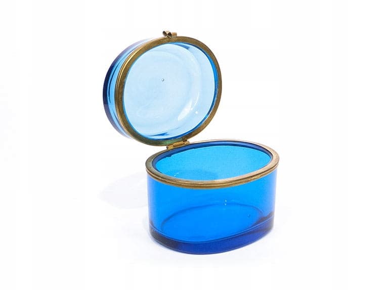 Sugar Bowl Biedermeier, blue crystal, gilded brass, Czechia, 19th century - 361239