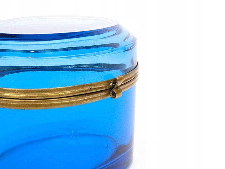 Sugar Bowl Biedermeier, blue crystal, gilded brass, Czechia, 19th century - 361234