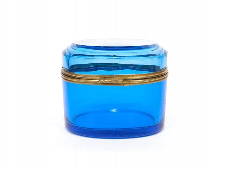Sugar Bowl Biedermeier, blue crystal, gilded brass, Czechia, 19th century - 361237