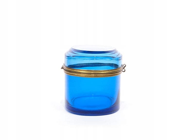 Sugar Bowl Biedermeier, blue crystal, gilded brass, Czechia, 19th century - 361243