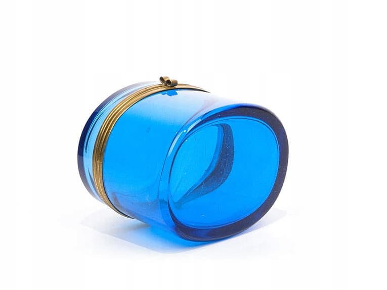 Sugar Bowl Biedermeier, blue crystal, gilded brass, Czechia, 19th century - 361235