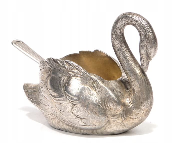 Salt cellar swan, silver silver, gilding gold, WMF, Germany, early 20th century - 361245
