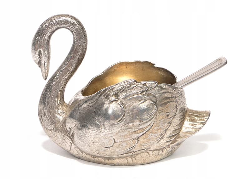 Salt cellar swan, silver silver, gilding gold, WMF, Germany, early 20th century - 361249