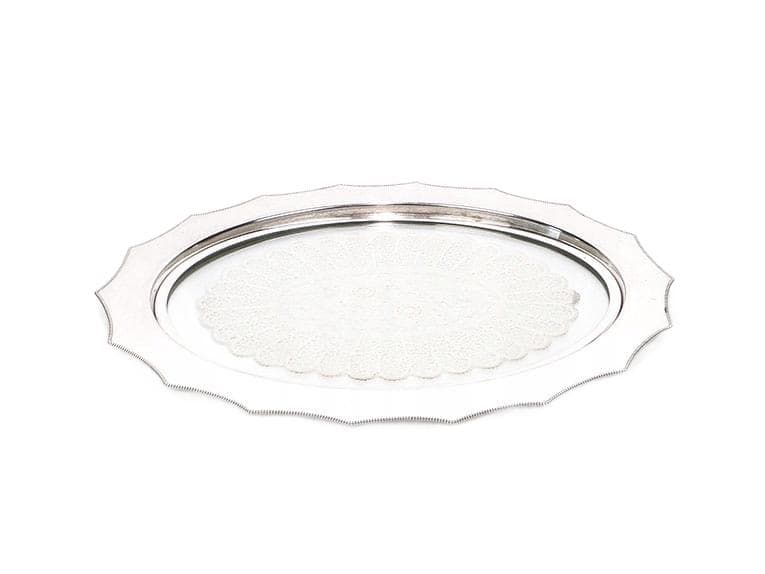 Art Nouveau serving tray, silver, metal, glass, white textile, WMF, Germany, early 20th century - 361875