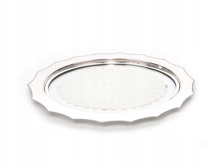 Art Nouveau serving tray, silver, metal, glass, white textile, WMF, Germany, early 20th century - 361272