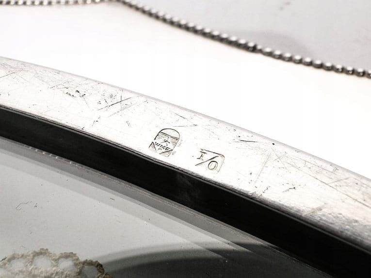 Art Nouveau serving tray, silver, metal, glass, white textile, WMF, Germany, early 20th century - 361278