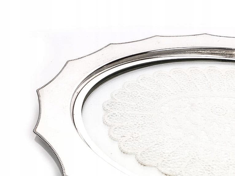 Art Nouveau serving tray, silver, metal, glass, white textile, WMF, Germany, early 20th century - 361274