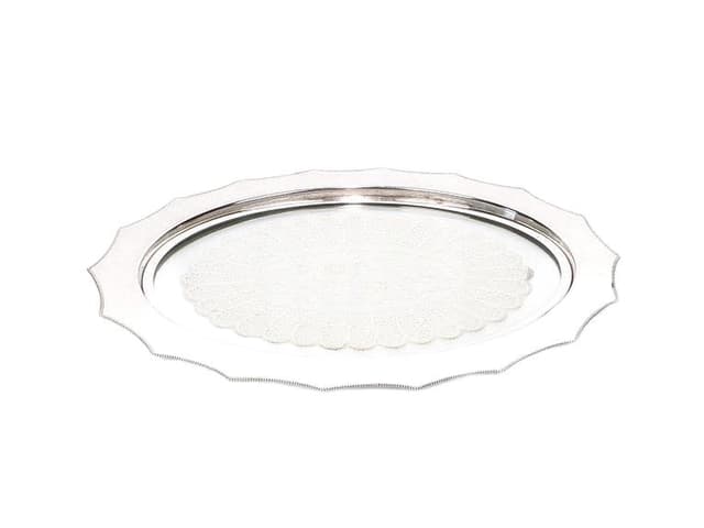 Art Nouveau serving tray, silver, metal, glass, white textile, WMF, Germany, early 20th century - DIMENSION