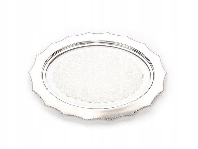 Art Nouveau serving tray, silver, metal, glass, white textile, WMF, Germany, early 20th century - 361277