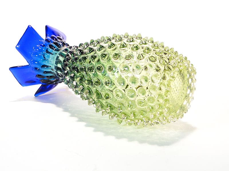Vase Pineapple, crystal clear yellow green blue, by F. Koudelka, Czechoslovakia, 1980s. - 361295