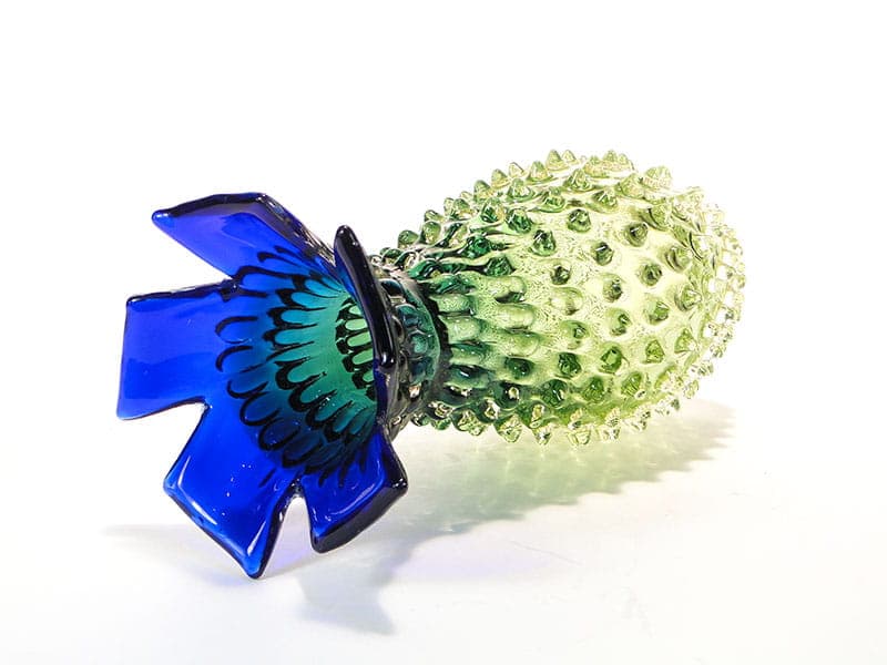 Vase Pineapple, crystal clear yellow green blue, by F. Koudelka, Czechoslovakia, 1980s. - 361291
