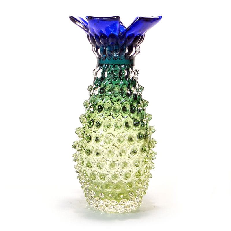 Vase Pineapple, crystal clear yellow green blue, by F. Koudelka, Czechoslovakia, 1980s. - 361290
