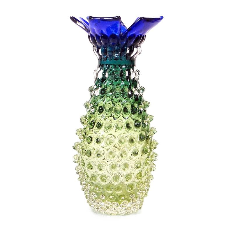 Vase Pineapple, crystal clear yellow green blue, by F. Koudelka, Czechoslovakia, 1980s. - 361861