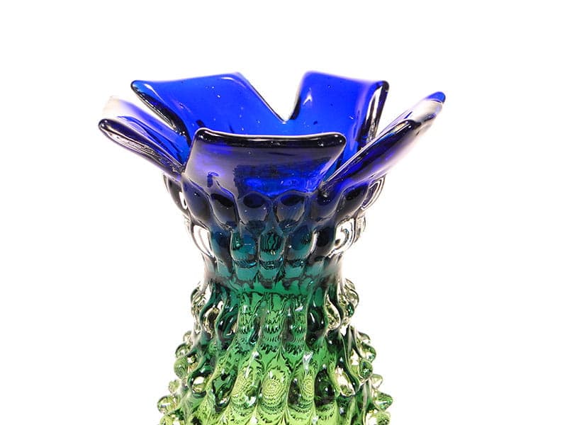 Vase Pineapple, crystal clear yellow green blue, by F. Koudelka, Czechoslovakia, 1980s. - 361293