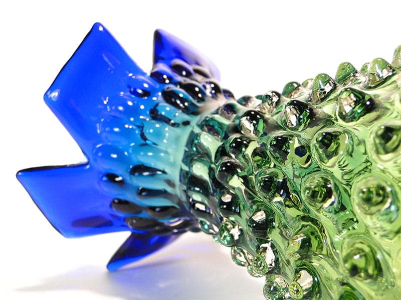 Vase Pineapple, crystal clear yellow green blue, by F. Koudelka, Czechoslovakia, 1980s. - 361297