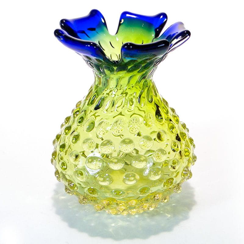 Vase Ananas, yellow green blue clear crystal, by F. Koudelka, Czechoslovakia, 1980s. - 361299