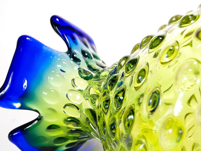 Vase Ananas, yellow green blue clear crystal, by F. Koudelka, Czechoslovakia, 1980s. - 361302