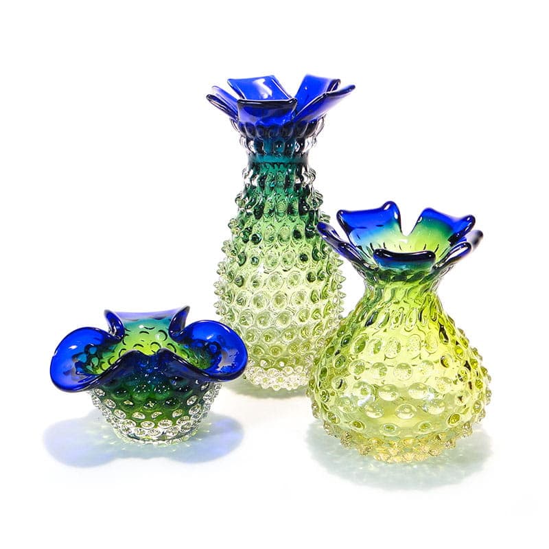 Vase Ananas, yellow green blue clear crystal, by F. Koudelka, Czechoslovakia, 1980s. - 361301