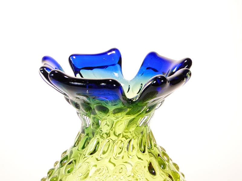 Vase Ananas, yellow green blue clear crystal, by F. Koudelka, Czechoslovakia, 1980s. - 361298