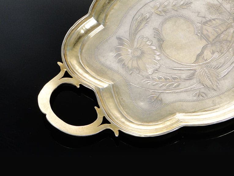 Art Nouveau tray, silver gold, silver gilt, Russia, early 20th century - 361315