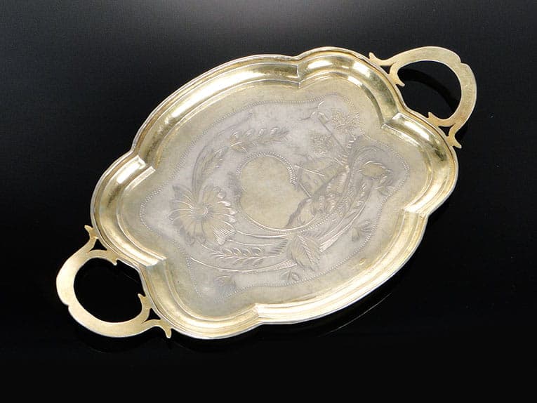 Art Nouveau tray, silver gold, silver gilt, Russia, early 20th century - 361306