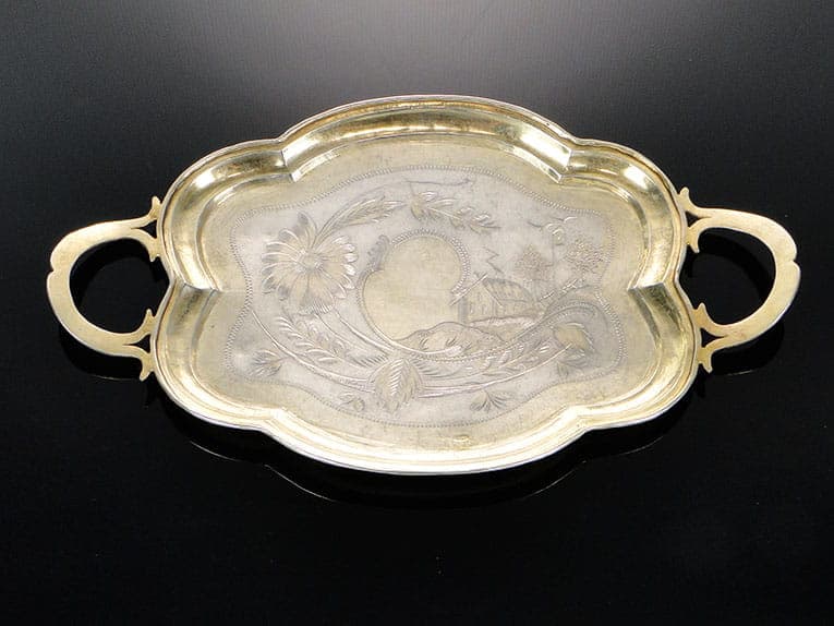 Art Nouveau tray, silver gold, silver gilt, Russia, early 20th century - 361316