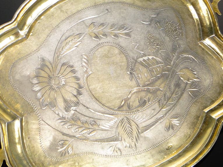 Art Nouveau tray, silver gold, silver gilt, Russia, early 20th century - 361309